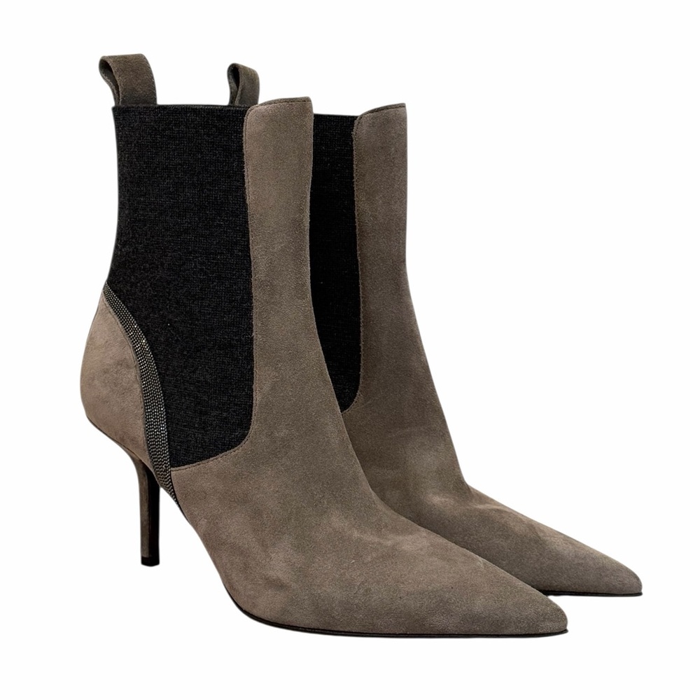 Brunello Cucinelli Embellished Suede Ankle Boots